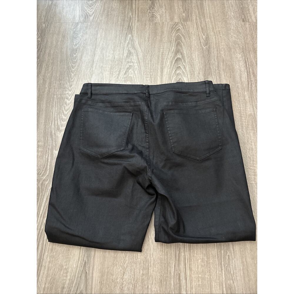 $198 EILEEN FISHER Coated Black Cotton Stretchy Denim Ankle Jeans Women's 14 NEW - Picture 7 of 10